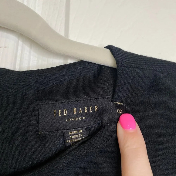 TED BAKER Johan Mixed Media Dress Houndstooth Black White Ted 6 US Plus Size 2X - Picture 5 of 8